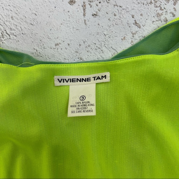 Vintage Vivienne Tam Neon Top Short Sleeve Green Metallic Mesh - Picture 7 of 8
